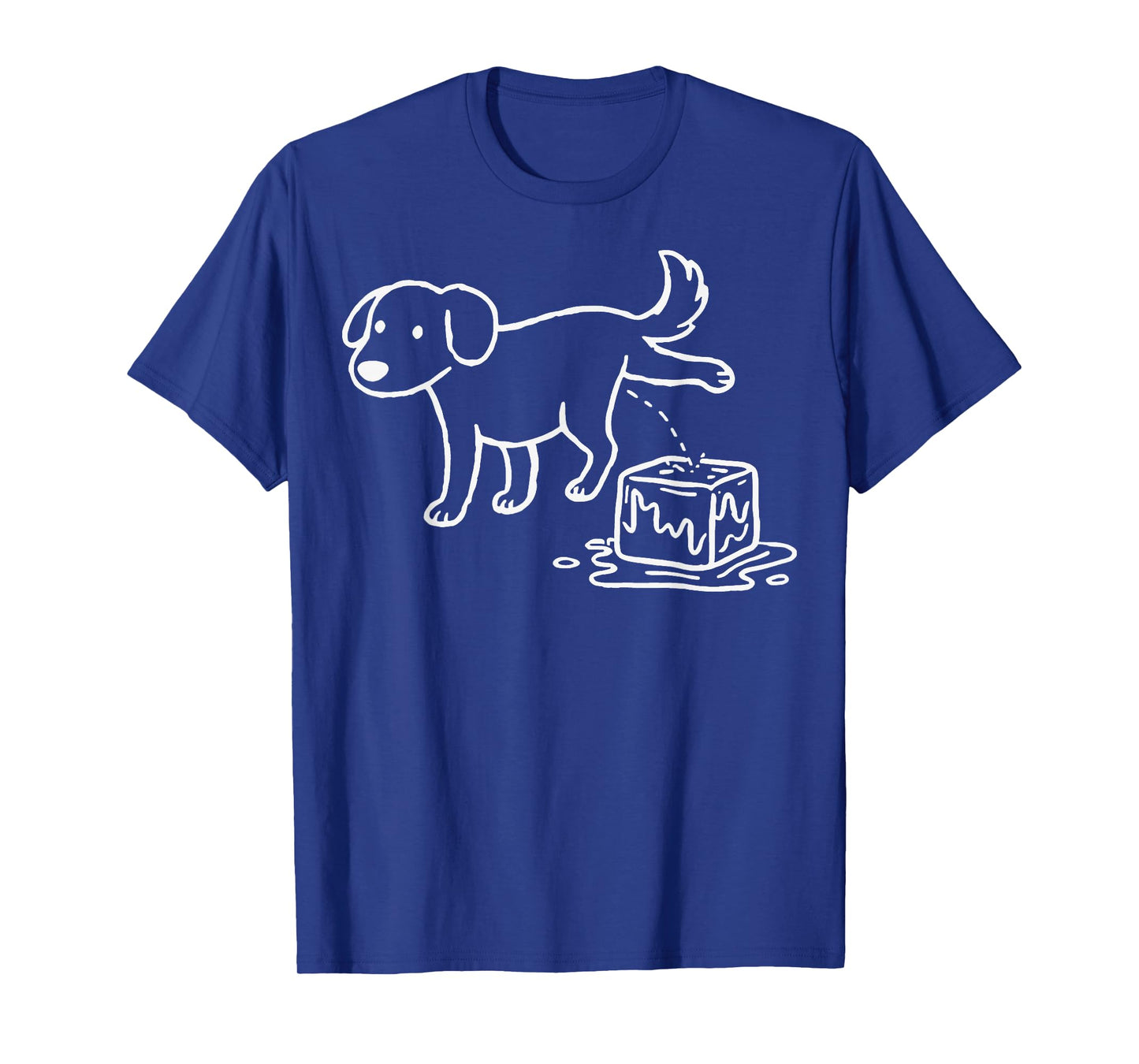 Funny Peeing Dog on Ice Cubes T-Shirt