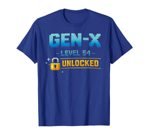 Gen X, Level 54 Unlocked Retro Gamer Vintage Birthday T-Shirt