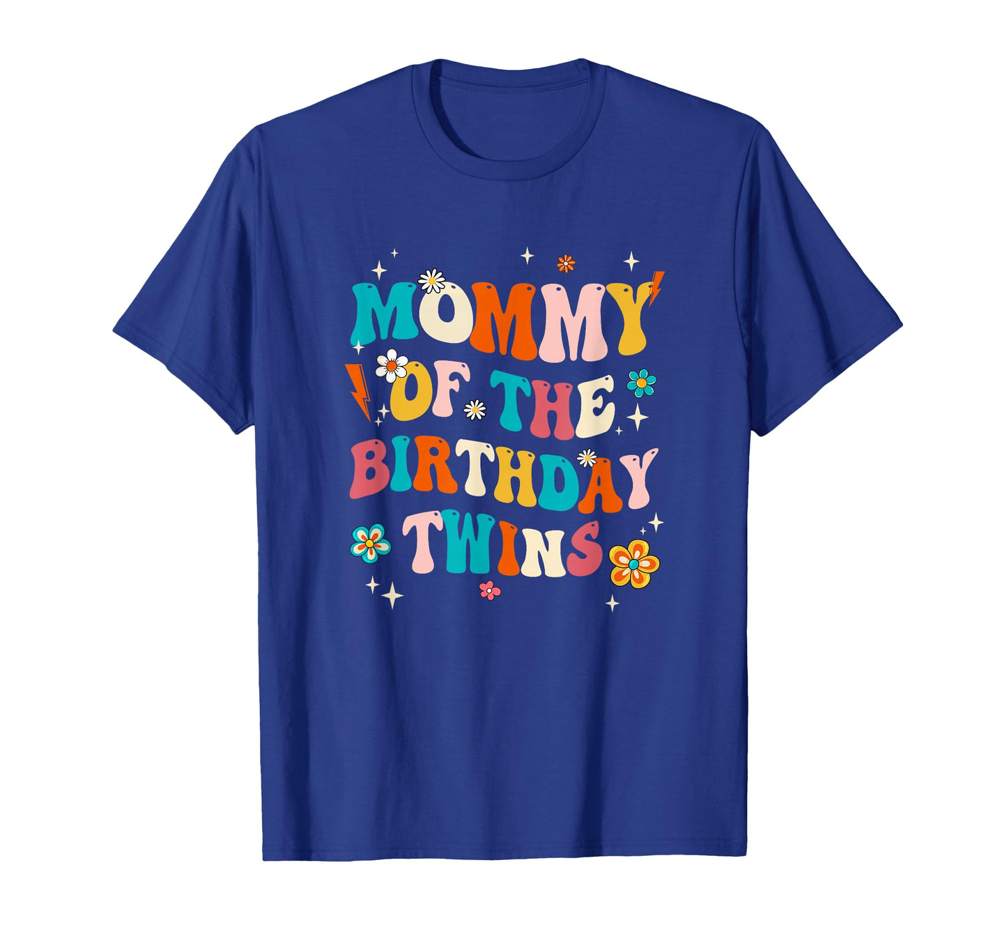 Mommy of The Birthday Twins Boys Girls Party Retro Bday T-Shirt