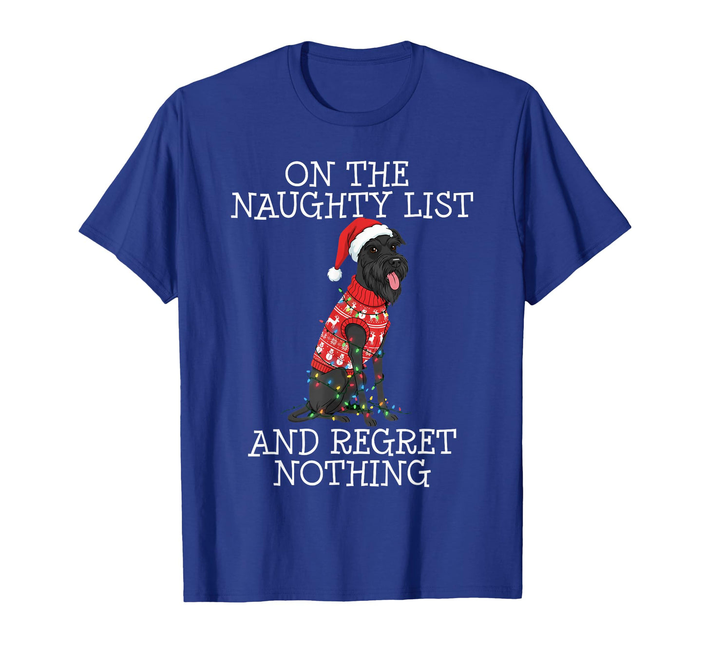 Funny Christmas Giant Schnauzer Naughty List T-Shirt
