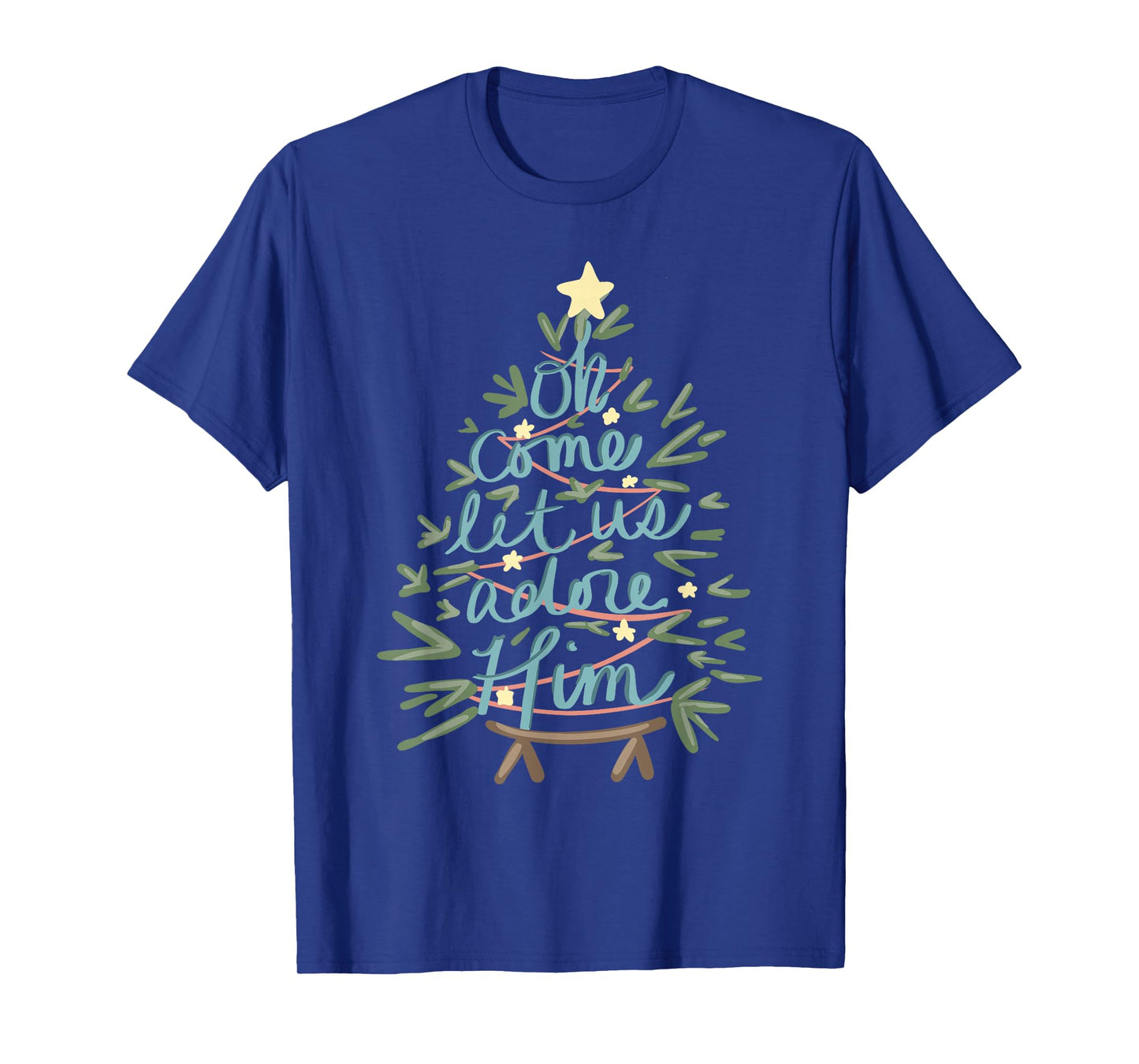Vintage O Come All Ye Faithful Religious Christian Xmas Tree T-Shirt