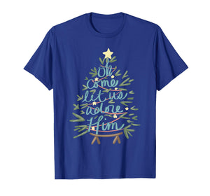Vintage O Come All Ye Faithful Religious Christian Xmas Tree T-Shirt