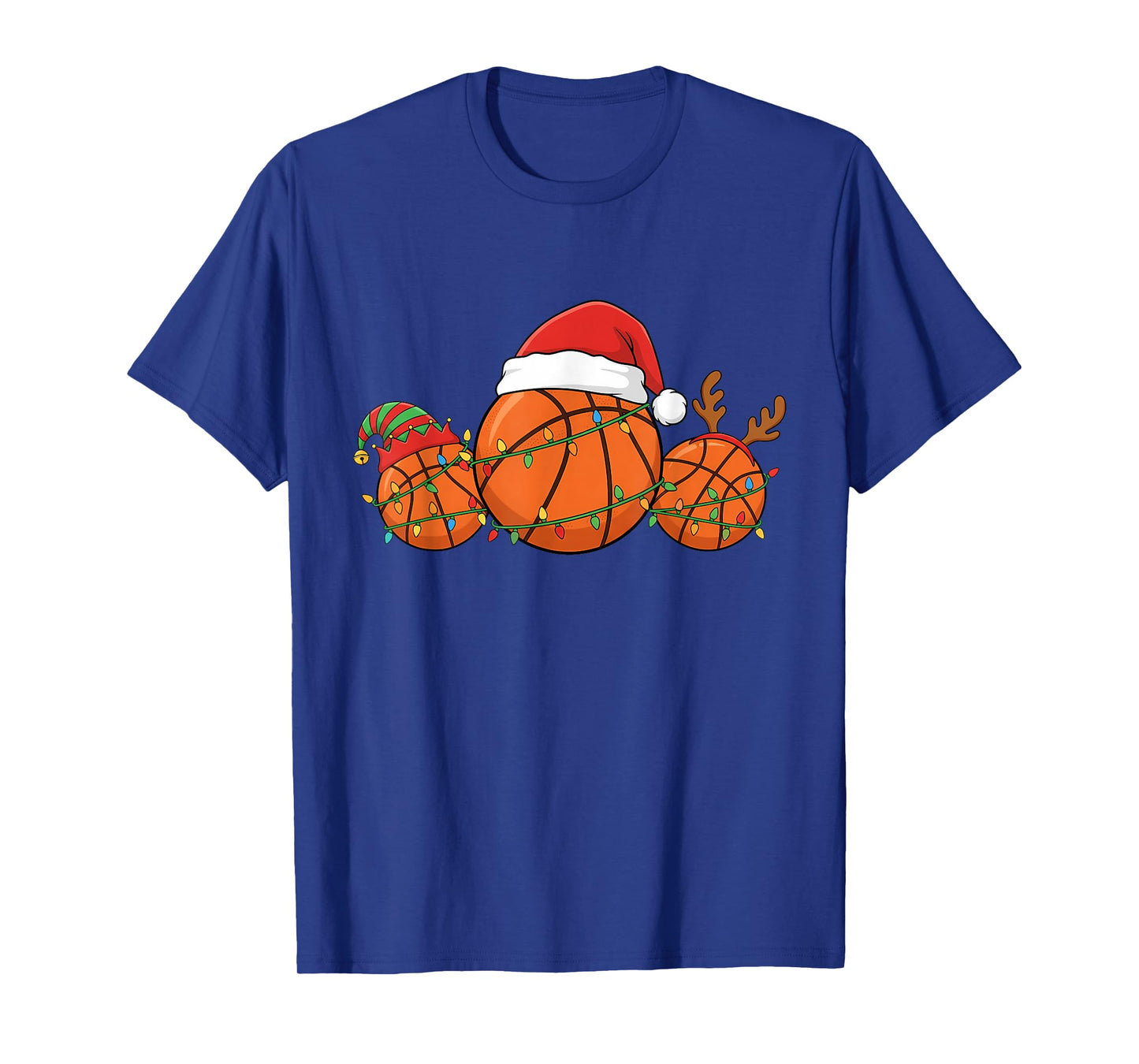 Basketball Christmas Shirt Funny Santa Hat Sport Men Kids T-Shirt
