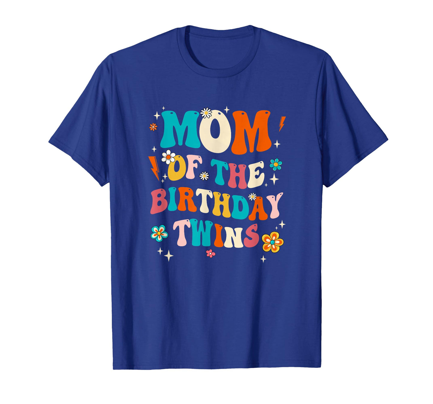 Mom of The Birthday Twins Boys Girls Party Retro Bday T-Shirt