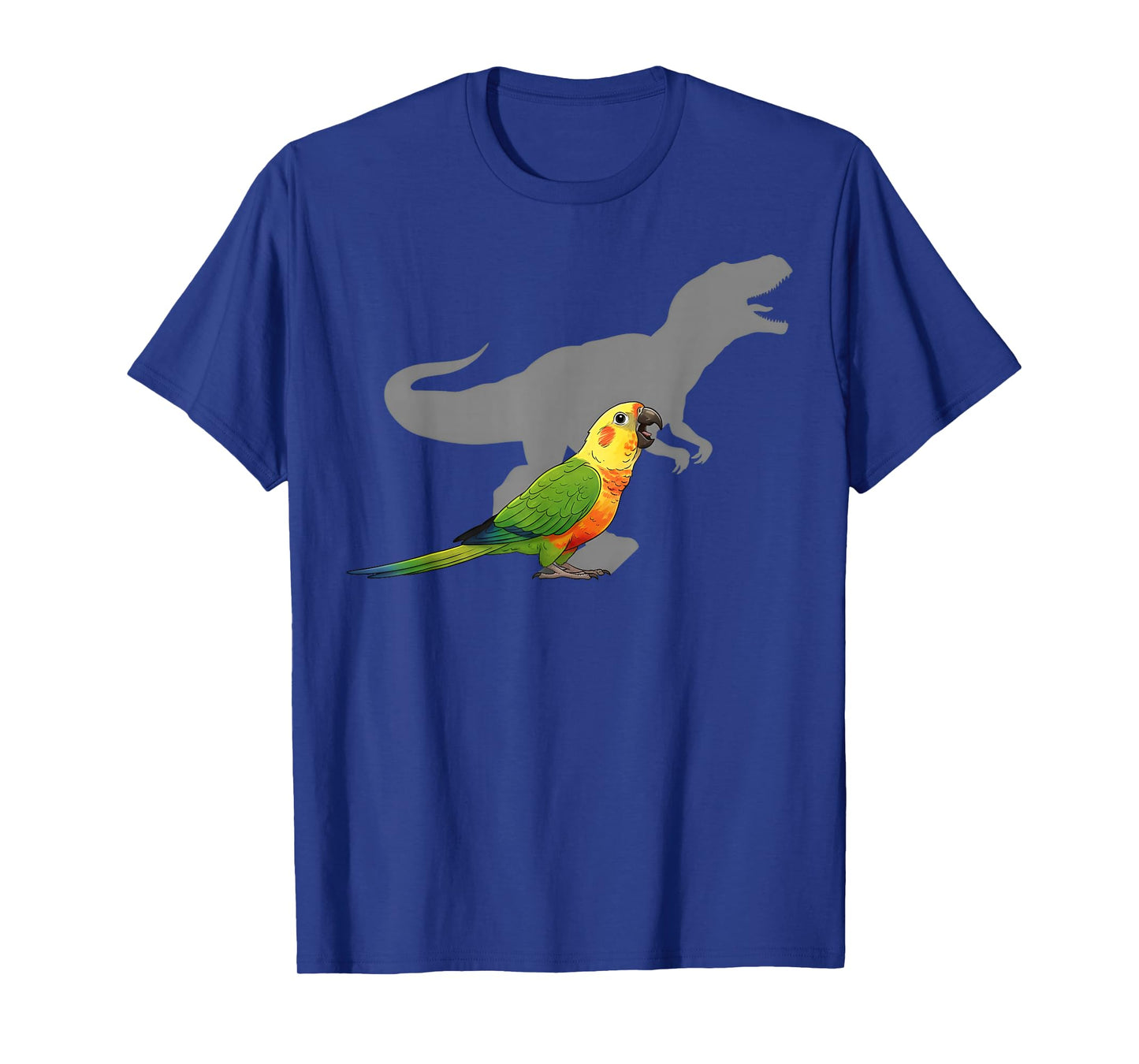 Jenday Conure with T rex Shadow Bird Lovers T-Shirt