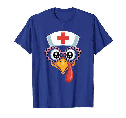Thanksgiving Scrub Funny Turkey Face Nurse Holiday Nursing T-Shirt