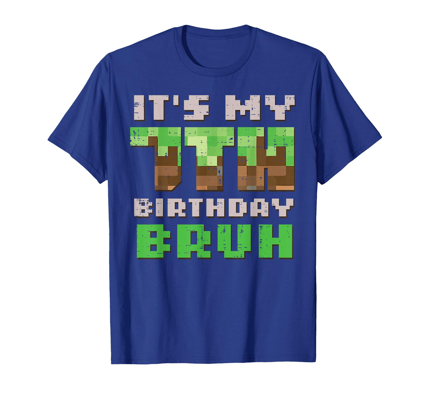 Its My 7th Birthday Bruh Pixel Gamer 7 Bday Gaming Boys Kids T-Shirt