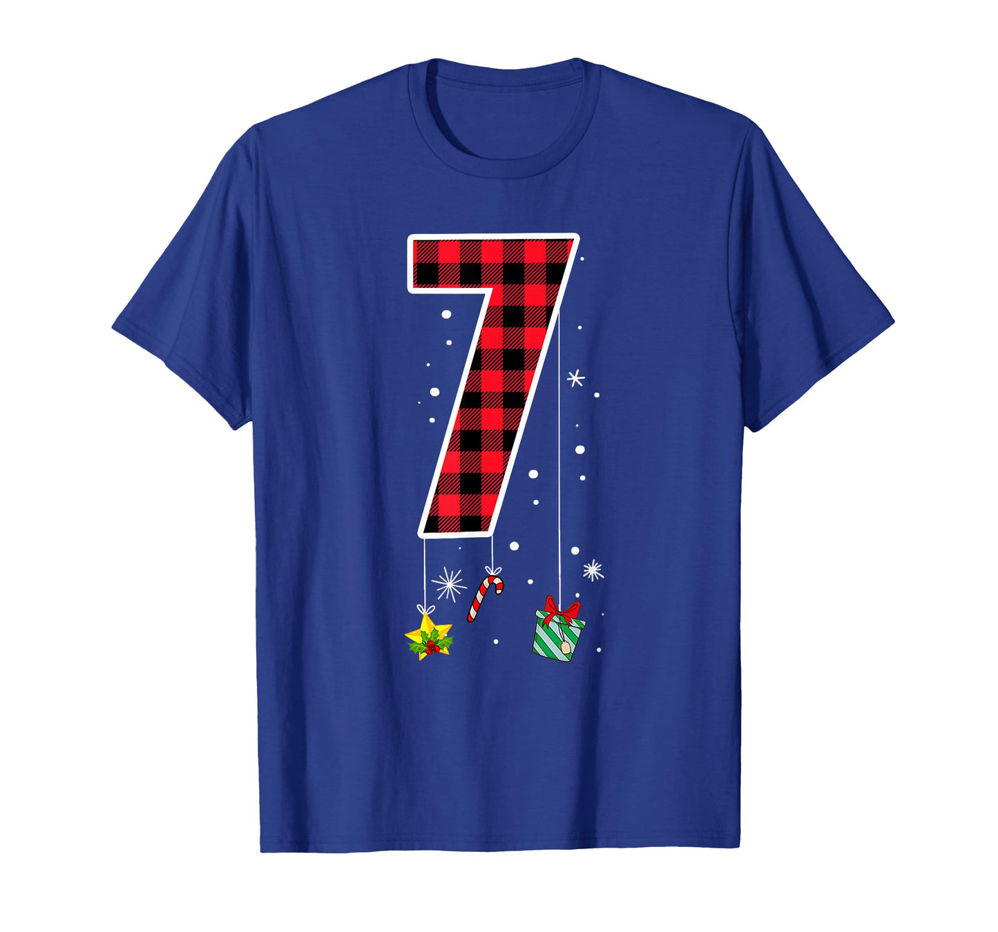 Number 7 Funny Meme Saying 6 7 Six Seven Christmas Red Plaid T-Shirt