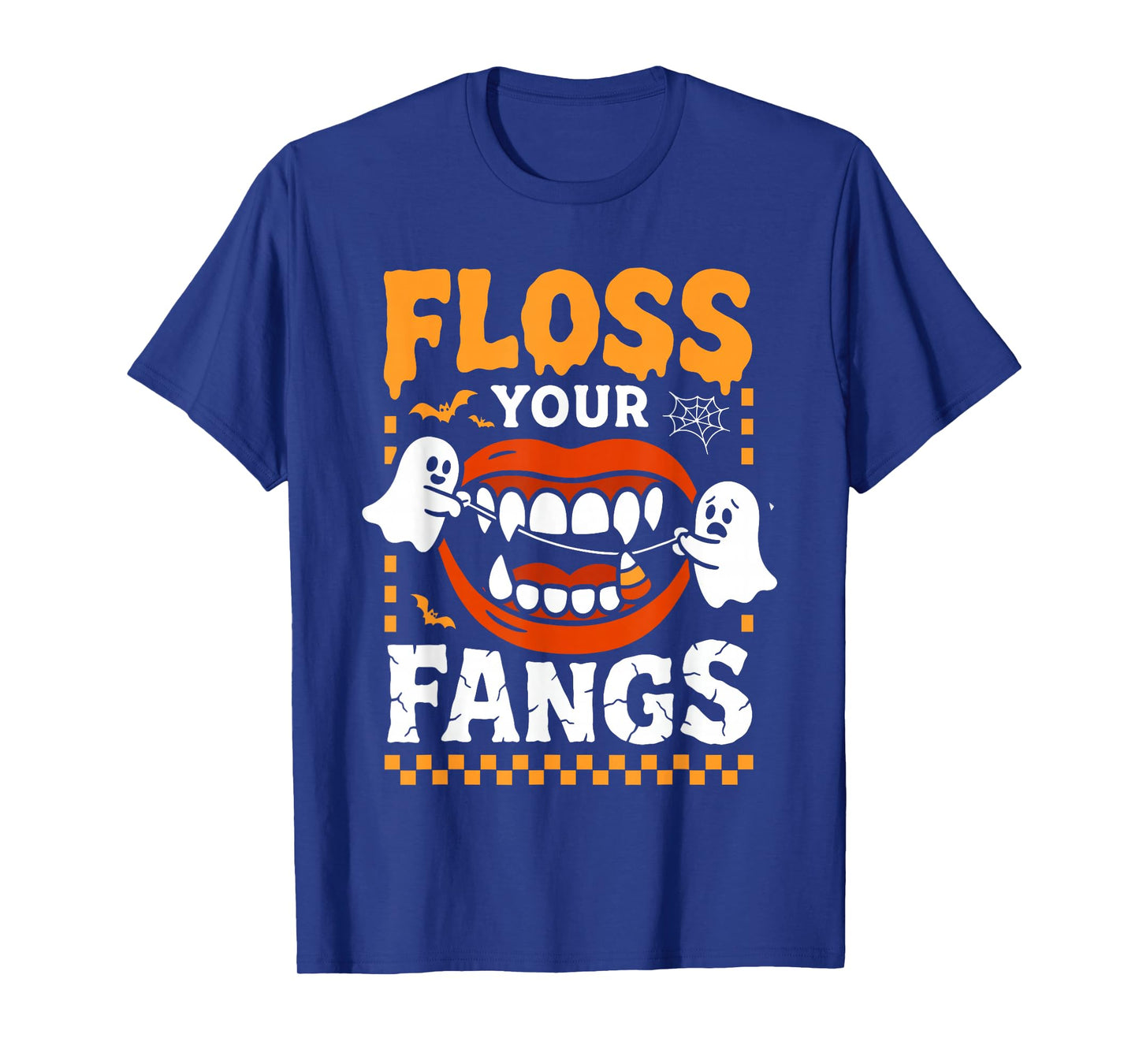Retro Funny Teeth Floss Your Fangs Dentist Spooky Halloween T-Shirt
