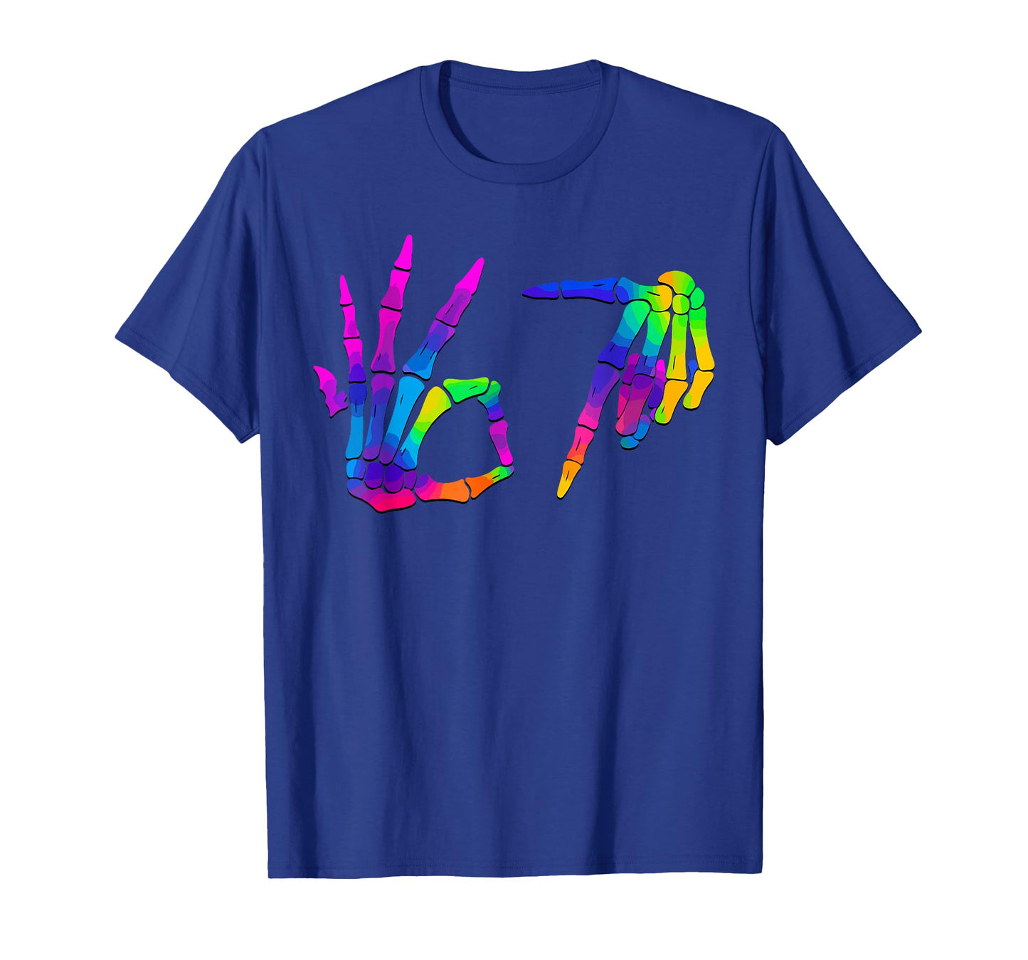 Six Seven 6 7 Meme 67 Skeleton Hand Halloween Costume T-Shirt
