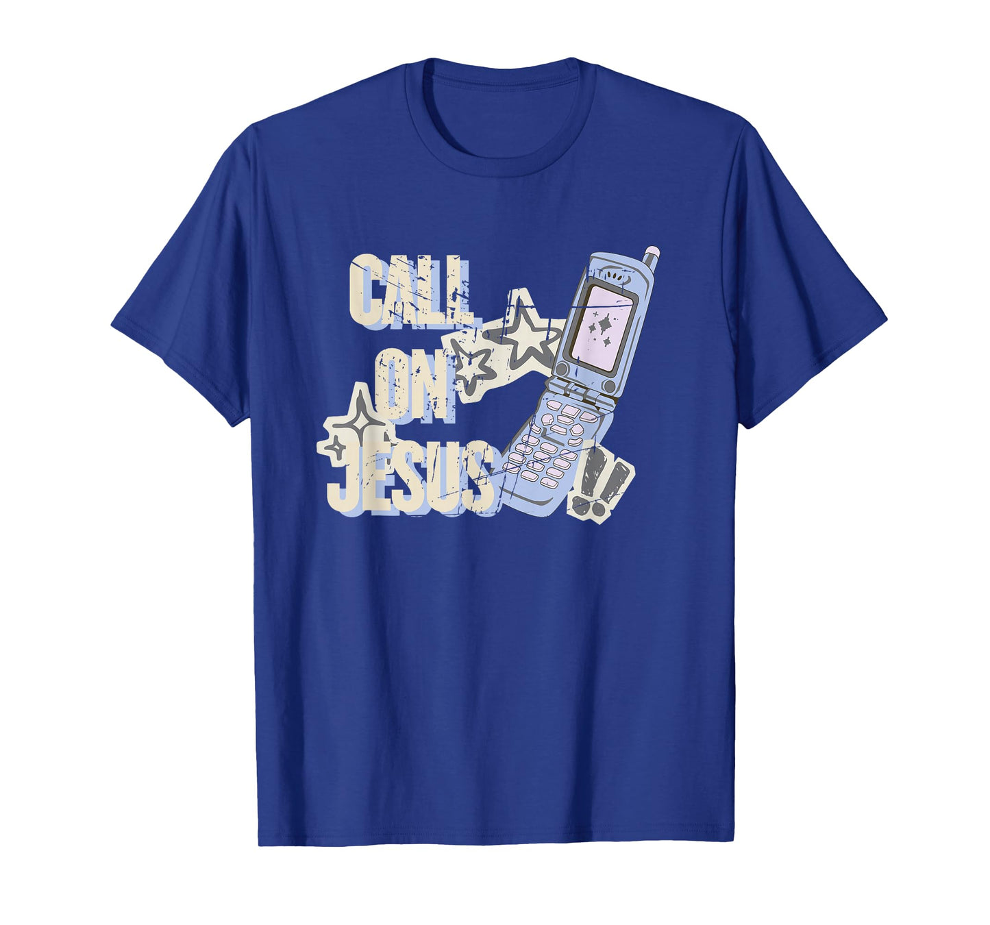 Call On Jesus Flip Phone Subtle Christian Faith Gospel Tee T-Shirt
