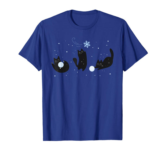 Black Cats Winter Snowflakes Cute Christmas Holiday Outfit T-Shirt