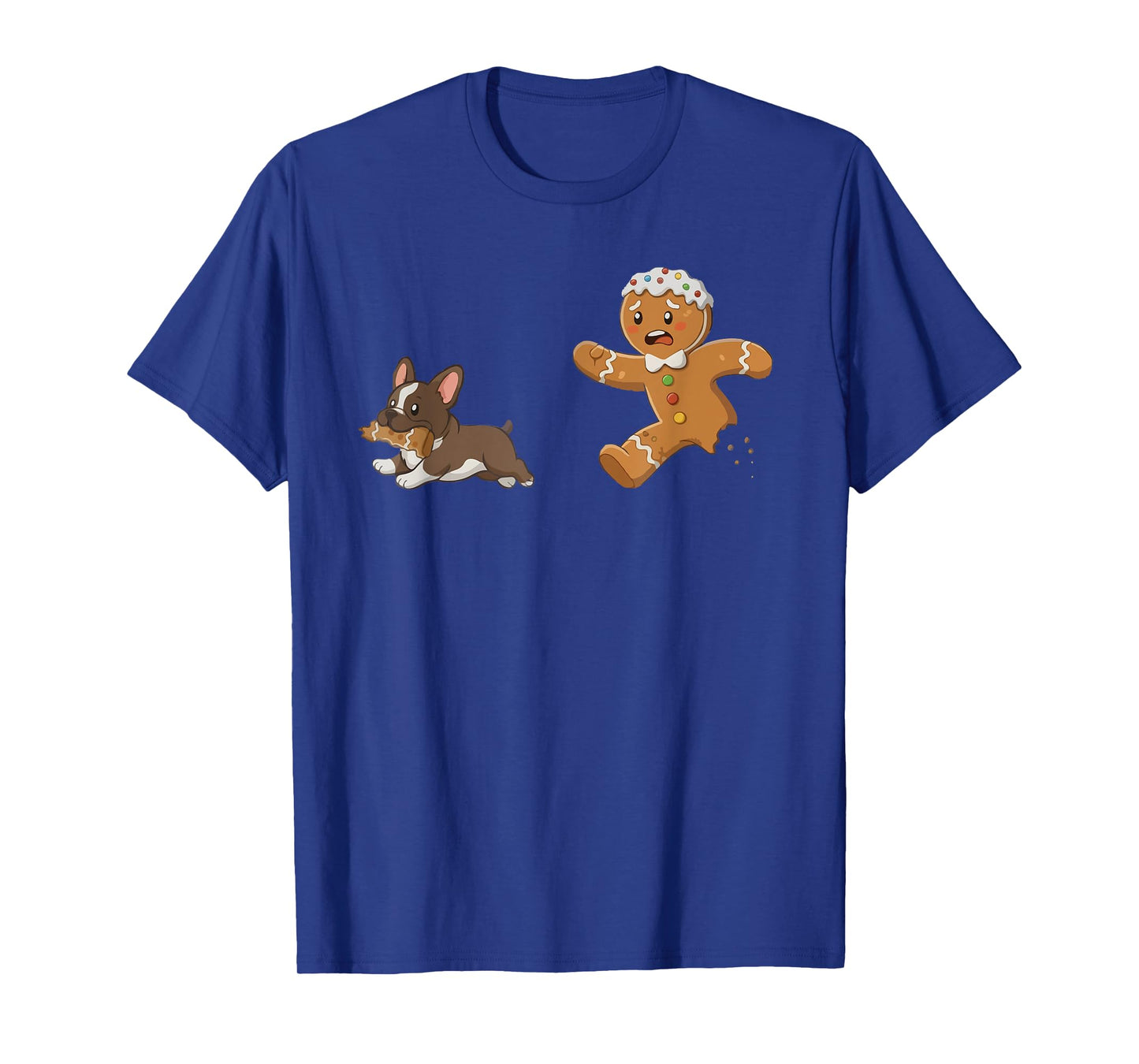 Dog Mom Shirt Gingerbread Chasing French Bulldog Christmas T-Shirt