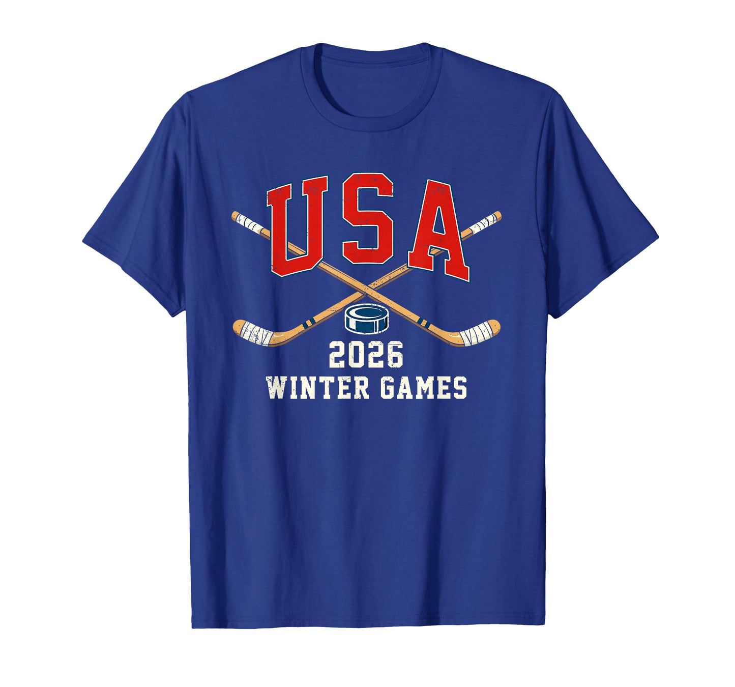 Ice Hockey 2026 Sticks US Flag Patriotic Player Men Boys Kid T-Shirt