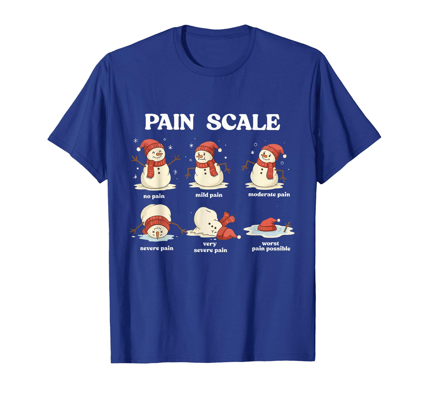Pain Scale Snowman Nurse Christmas Xmas Snow Pajamas Holiday T-Shirt