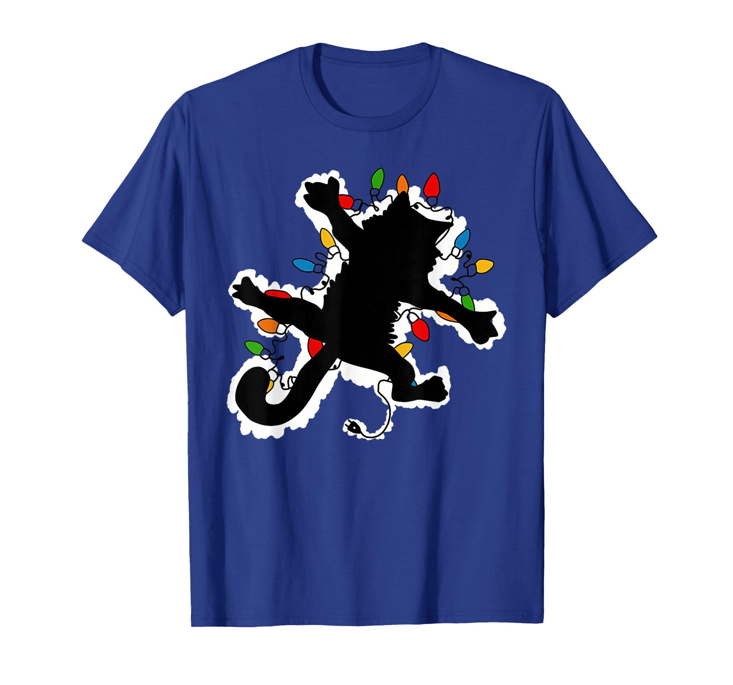 Funny Pussy-cat from Christmas Vacation Frieds Black U-Neck T-Shirt