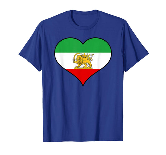 Iranian or Persian Flag Distressed Within Heart Shape T-Shirt