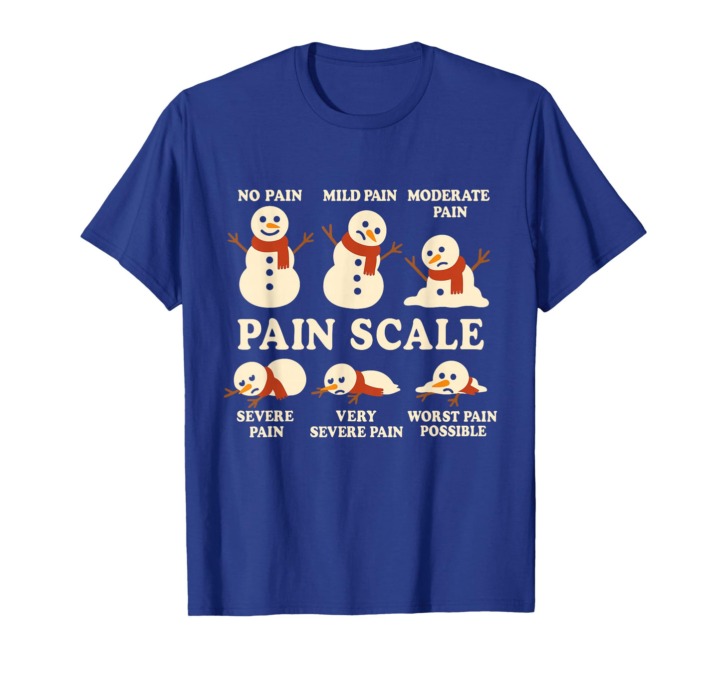Pain Scale Snowman Funny Nurse Christmas ICU Nurse T-Shirt