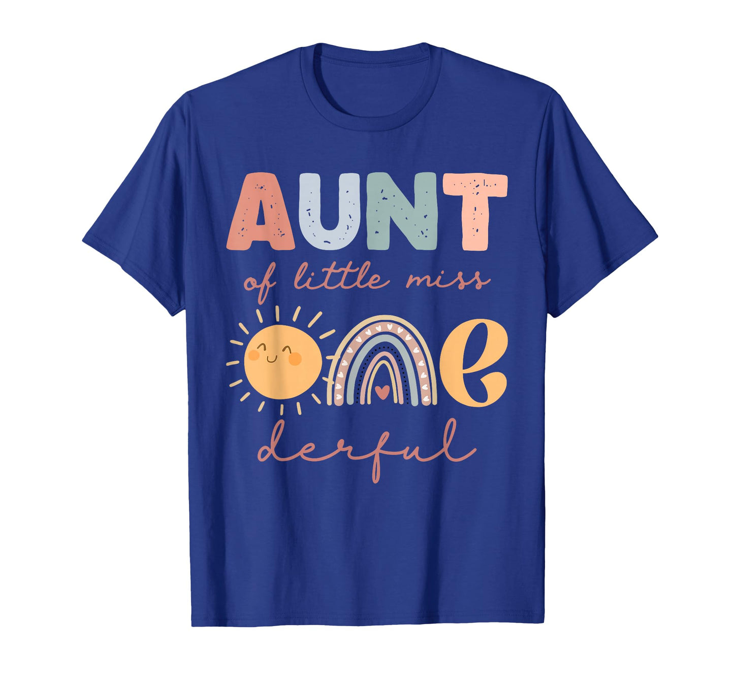 Aunt of Little Miss Onederful First Birthday Boho Rainbow T-Shirt