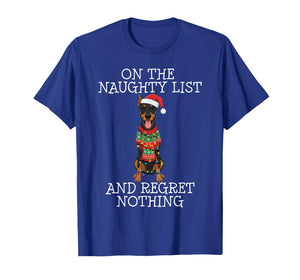 Funny Christmas Doberman Pinscher Naughty List T-Shirt