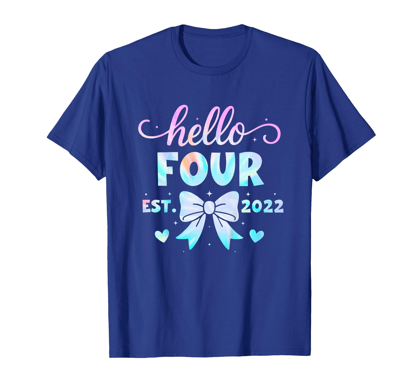 Kids Hello Four Coquette Bow 4th Birthday Girl, 4 Year Old Kids T-Shirt