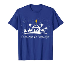 Silent Night Holy Night Nativity Scene Christian Christmas T-Shirt