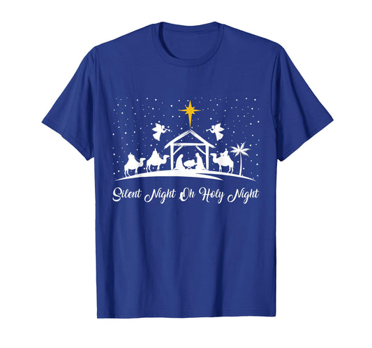 Silent Night Holy Night Nativity Scene Christian Christmas T-Shirt
