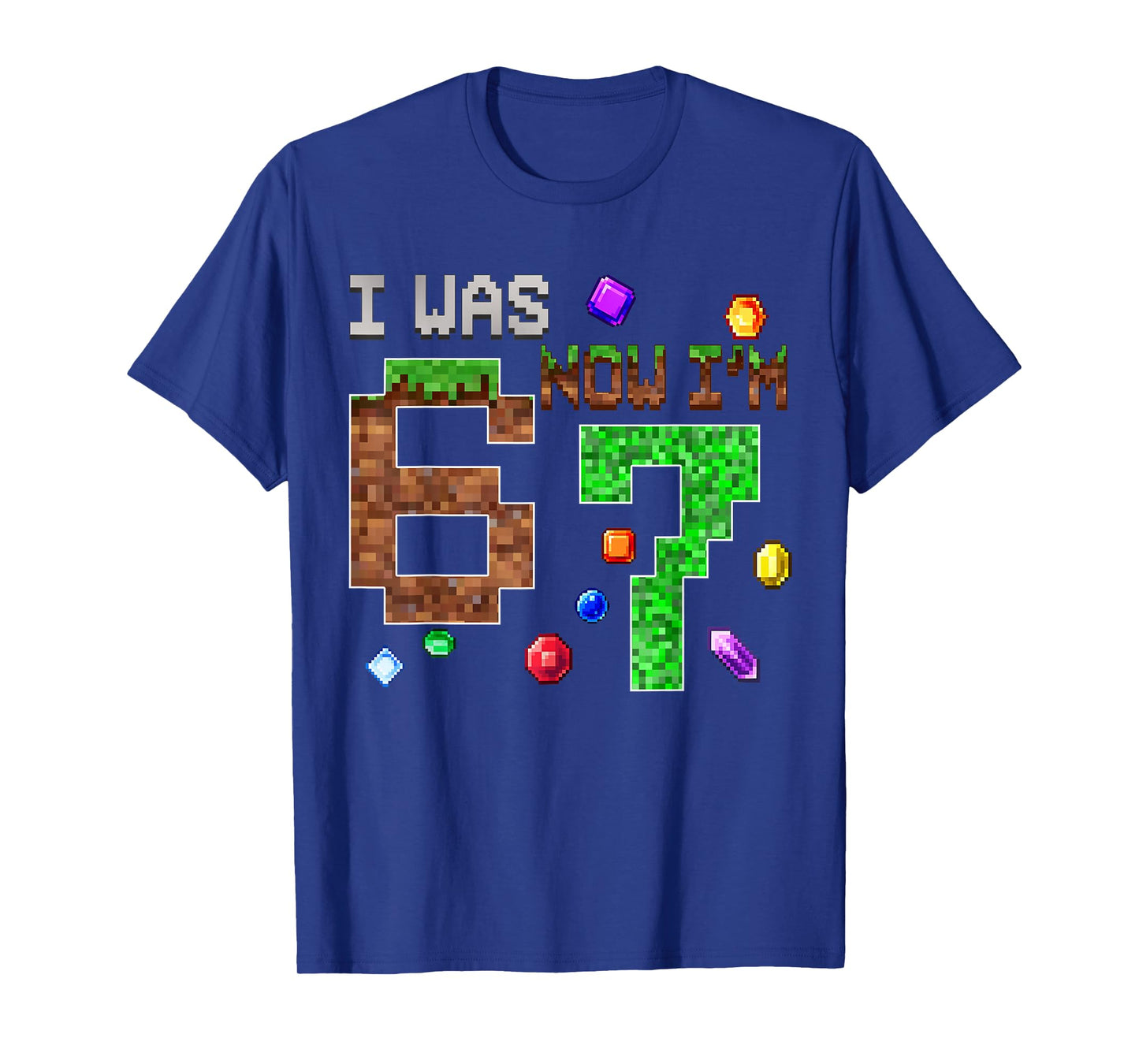 I was 6 Now I'm 7 Pixel Game Birthday Boy Gift for Boys Kid T-Shirt