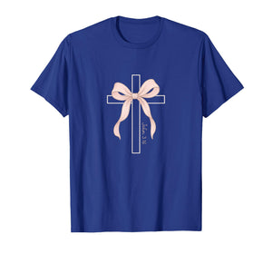 John 3:16 Pink Bow Cross - Gentle Christian Faith Design T-Shirt