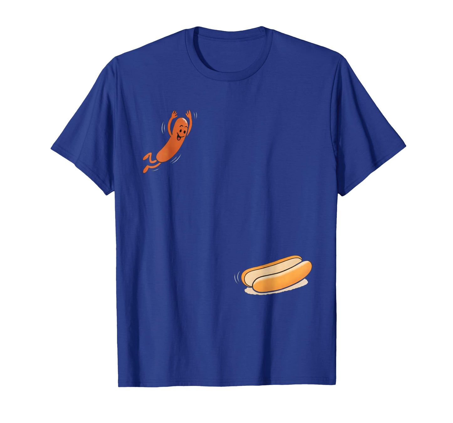 Funny Hot Dog Jumping Into Bun Sausage BBQ High Dive T-Shirt
