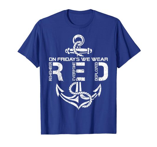 On Fridays We Wear Red Sailor Anchor US Military Support T-Shirt