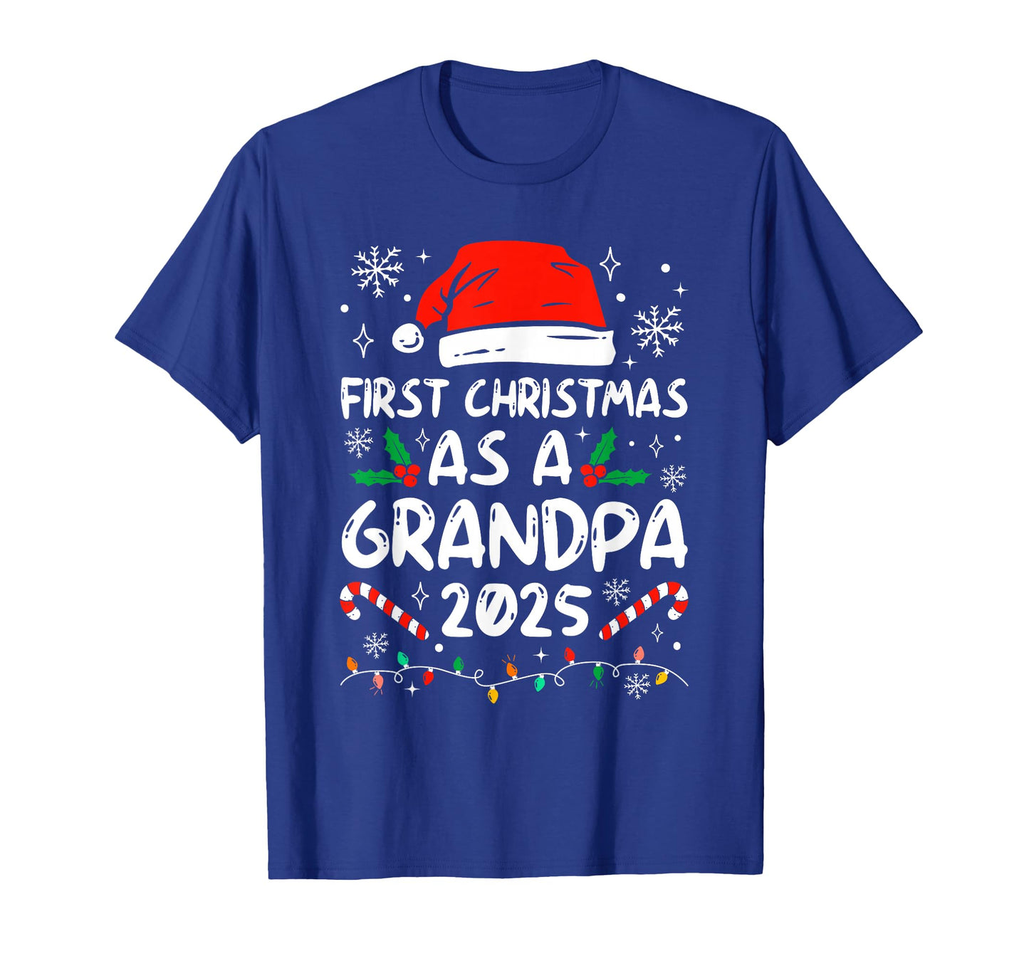 First Christmas As Grandpa 2025 Couples Family Pajamas T-Shirt
