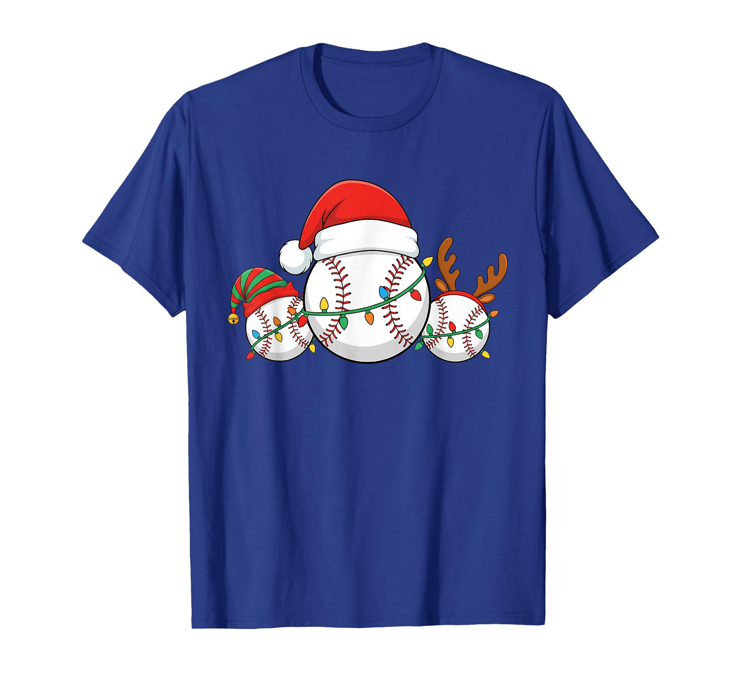 Baseball Christmas Shirt Funny Santa Hat Sport Men Kids T-Shirt