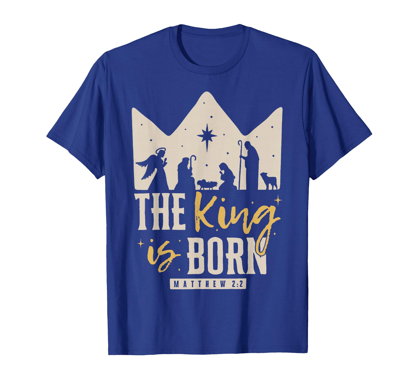 Retro Religious Christmas The King is Born Christian T-Shirt