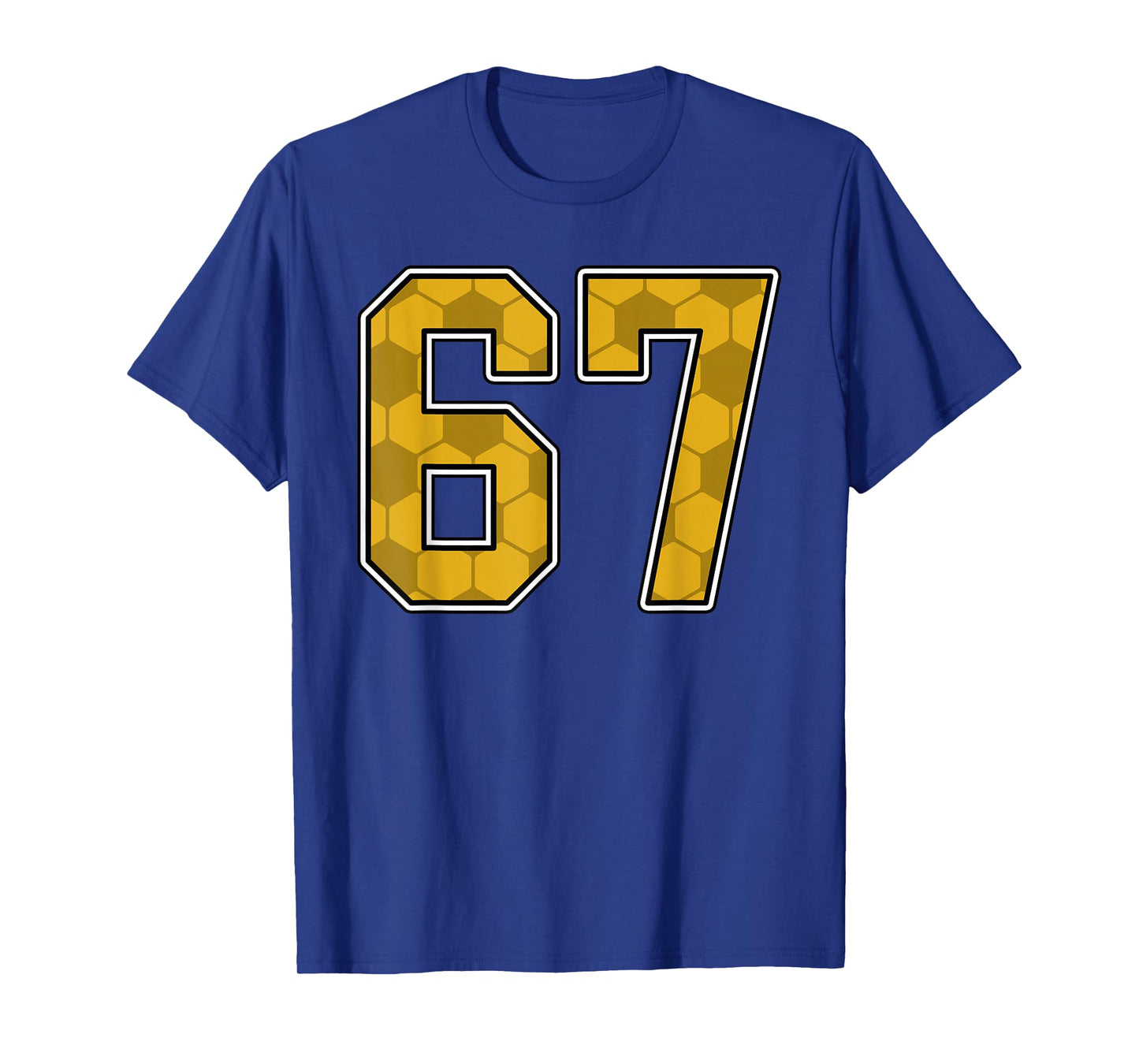 Gold Soccer Pattern Number 67 Jersey Player Uniform #67 T-Shirt