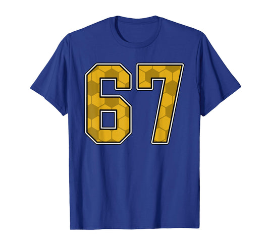 Gold Soccer Pattern Number 67 Jersey Player Uniform #67 T-Shirt