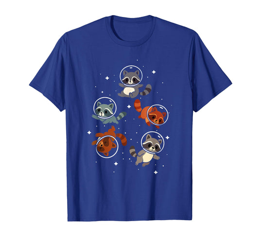 Space Astronauts Men Women Kids Funny Raccoon T-Shirt