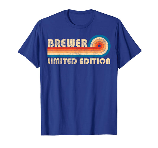 Brewer Surname Retro Vintage 80s 90s Birthday Reunion T-Shirt