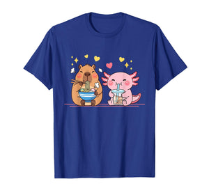 Cute Capybara and Axolotl Funny Ramen Boba Tea Anime Kids T-Shirt