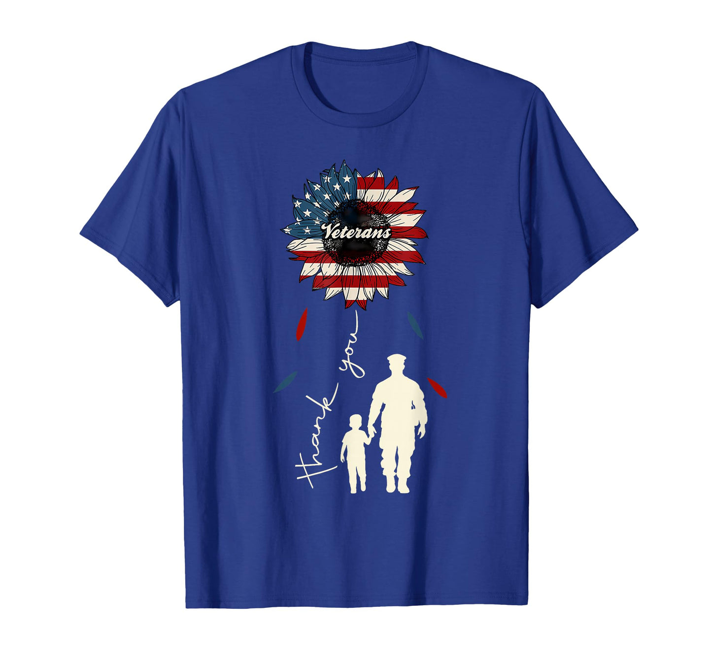 Thank You Veterans Sunflower USA Flag Military Patriotic T-Shirt
