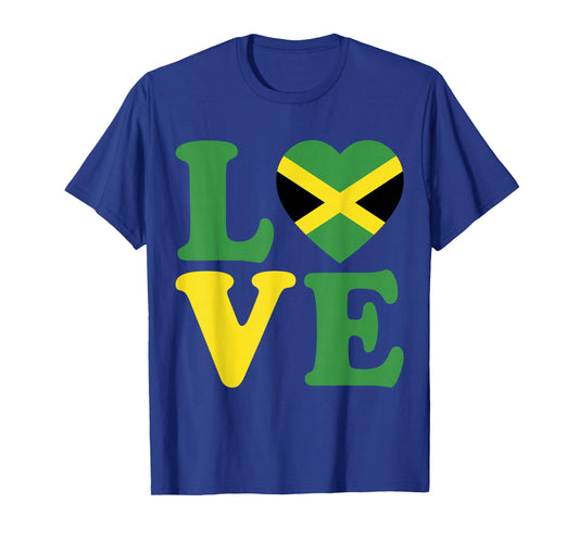 Jamaica Flag Heart Proud Jamaican Roots Lover Kids Men Women T-Shirt