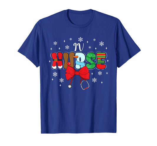IV Nurse Bow Stethoscope Santa Cute Christmas T-Shirt