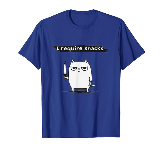 I Require Snacks Angry Cat Funny Meme T-Shirt