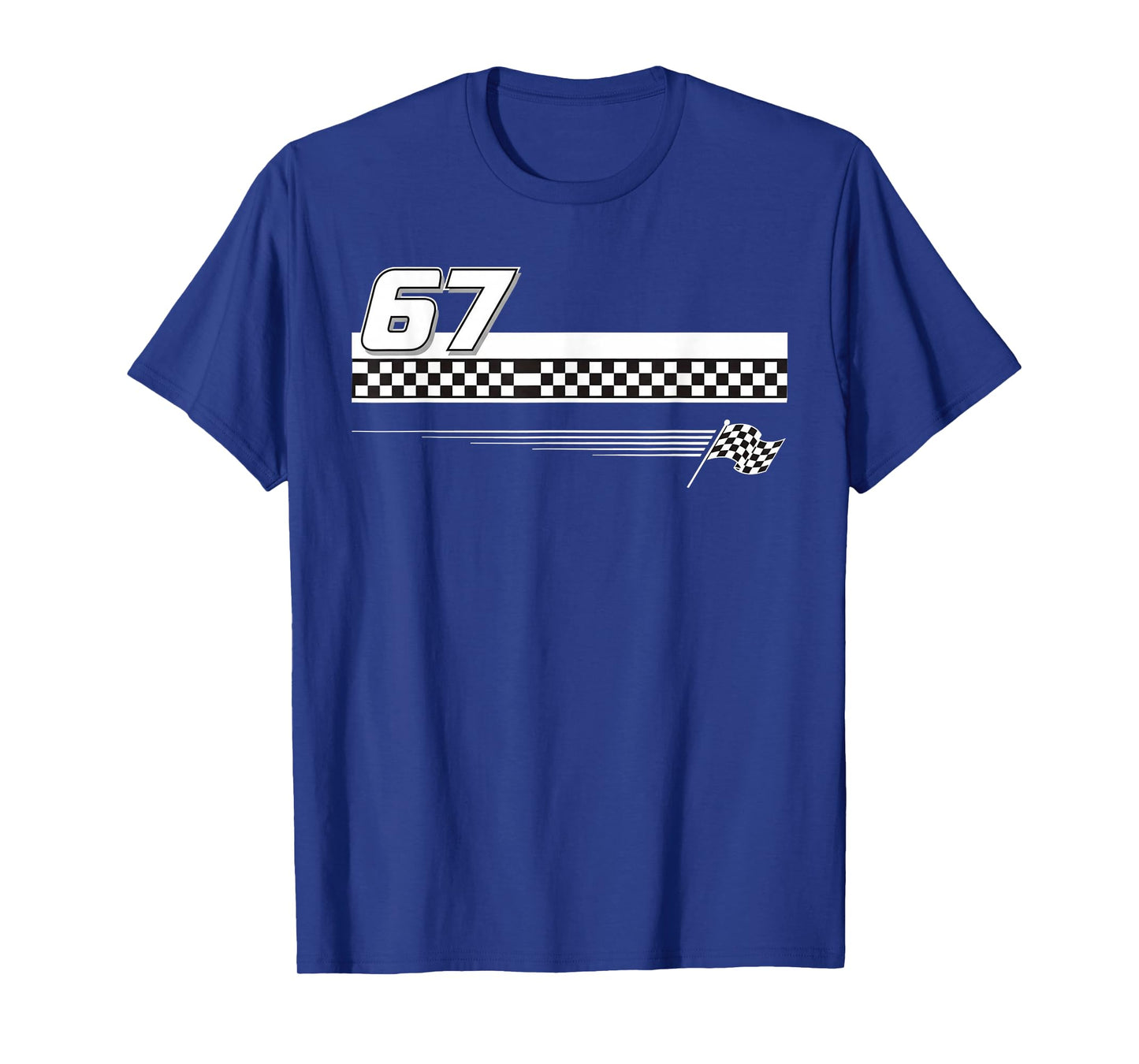 Pit Crew Race car Racing Checkered Flag 67 six Seven Meme T-Shirt