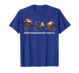 Funny Santa Opossums Overstimulated But Festive Xmas Lights T-Shirt