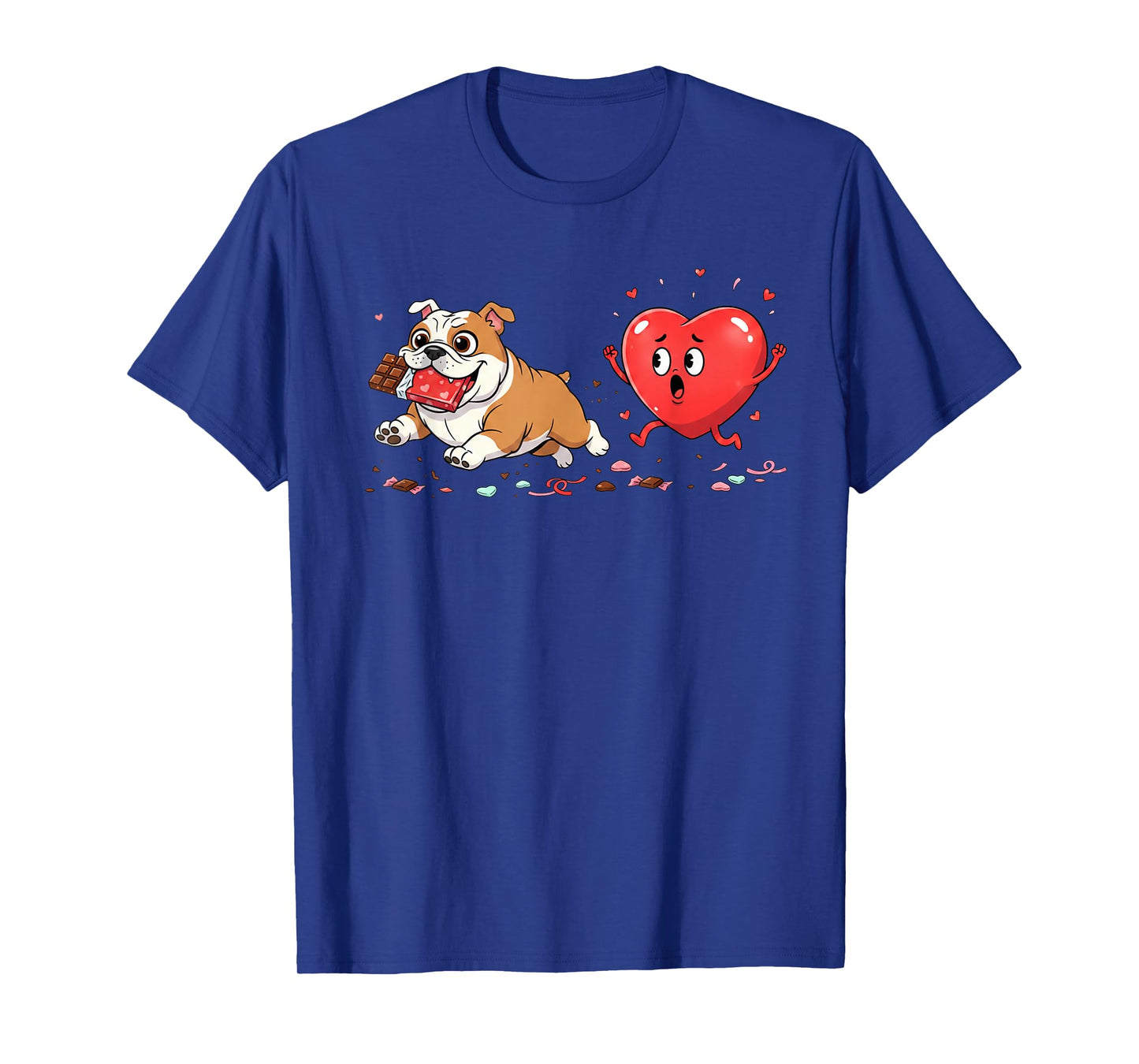 Funny English Bulldog Heart Valentine Dog Womens Mens Kids T-Shirt