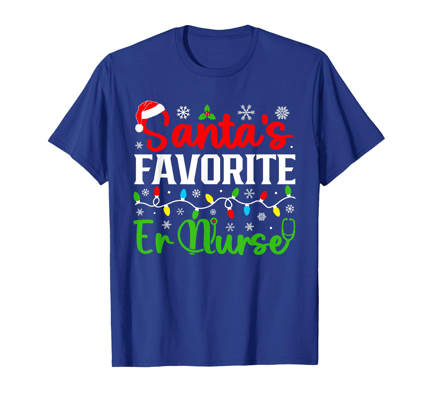 Santa's Favorite Er Nurse Funny Christmas Family Matching T-Shirt