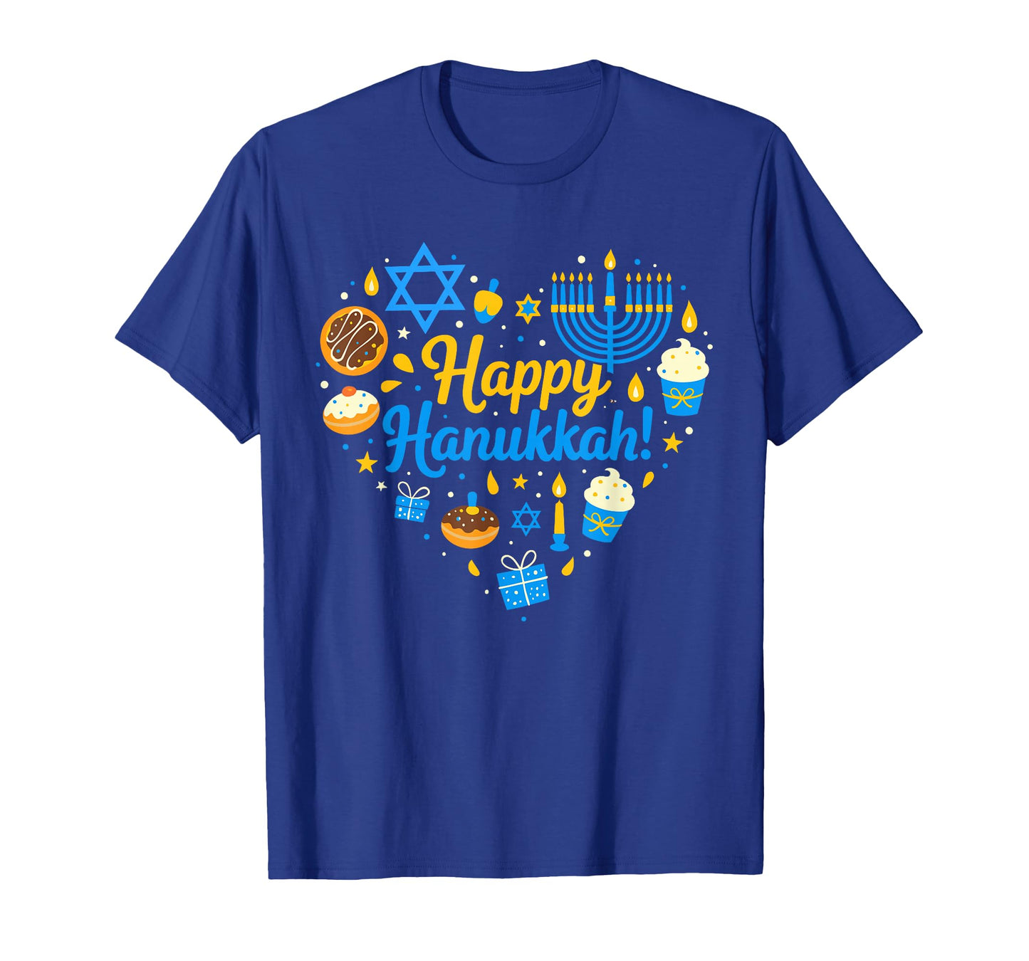 Happy Hanukkah Heart Dreidel Jewish Menorah Chanukah Pajamas T-Shirt