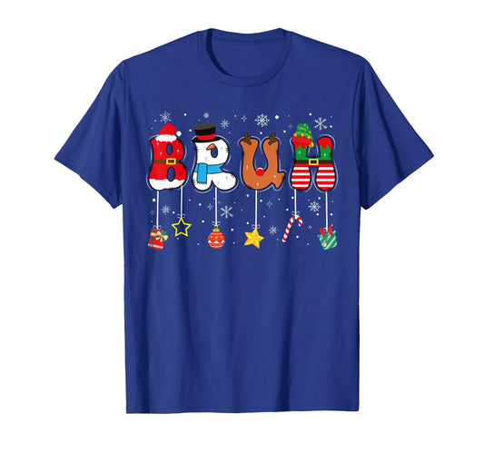 Bruh Funny Christmas Red Plaid Teens Boys Kids Xmas Pajamas T-Shirt