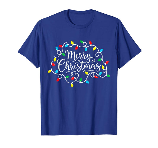 Merry Christmas Lights Xmas Family Matching Pajama Men Women T-Shirt
